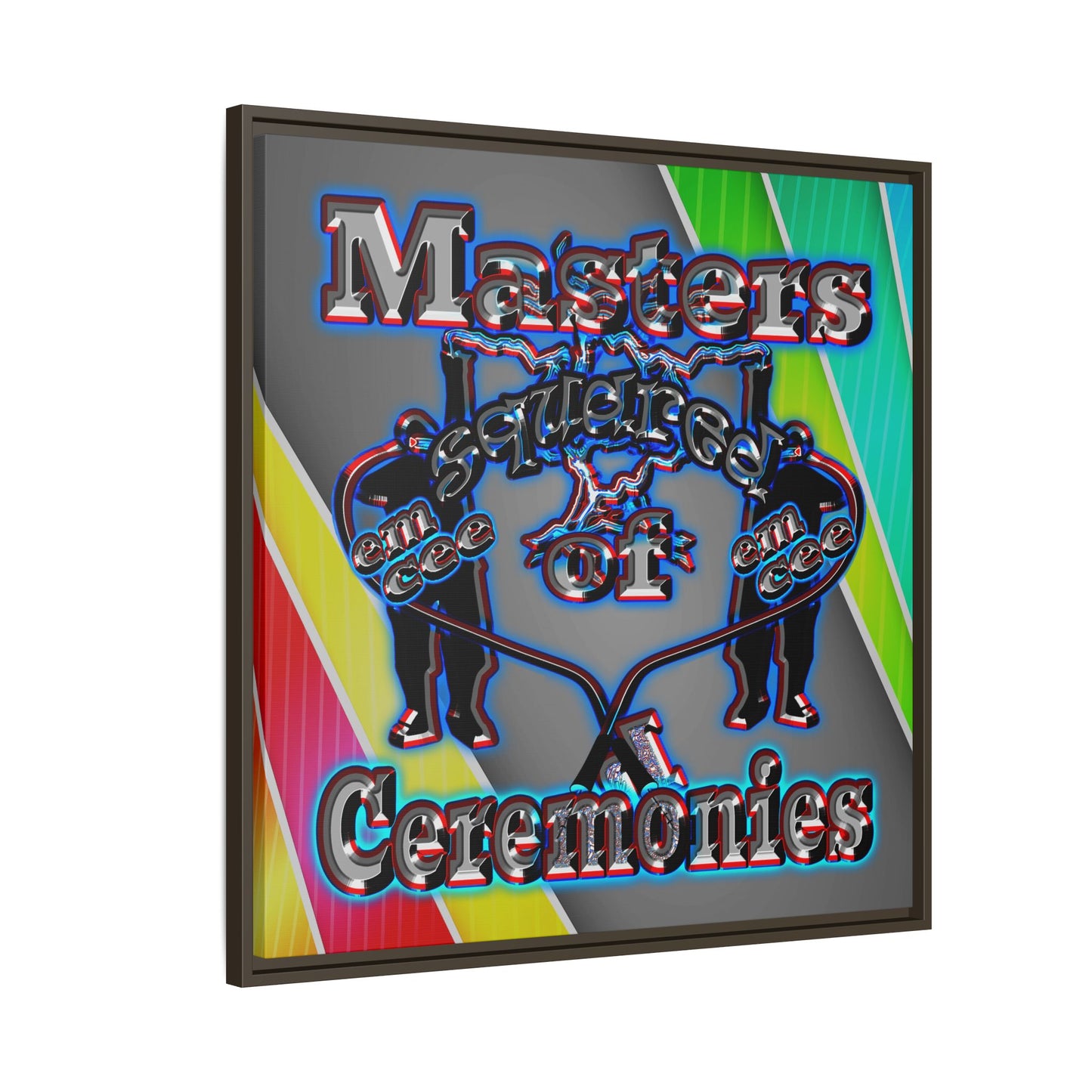em cee squared - framed canvas art (rainbow split)