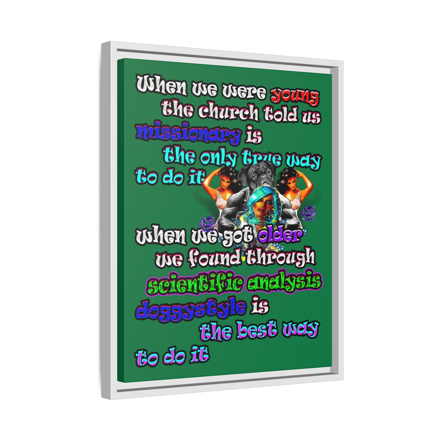 doggystyle - framed canvas art (dark green)