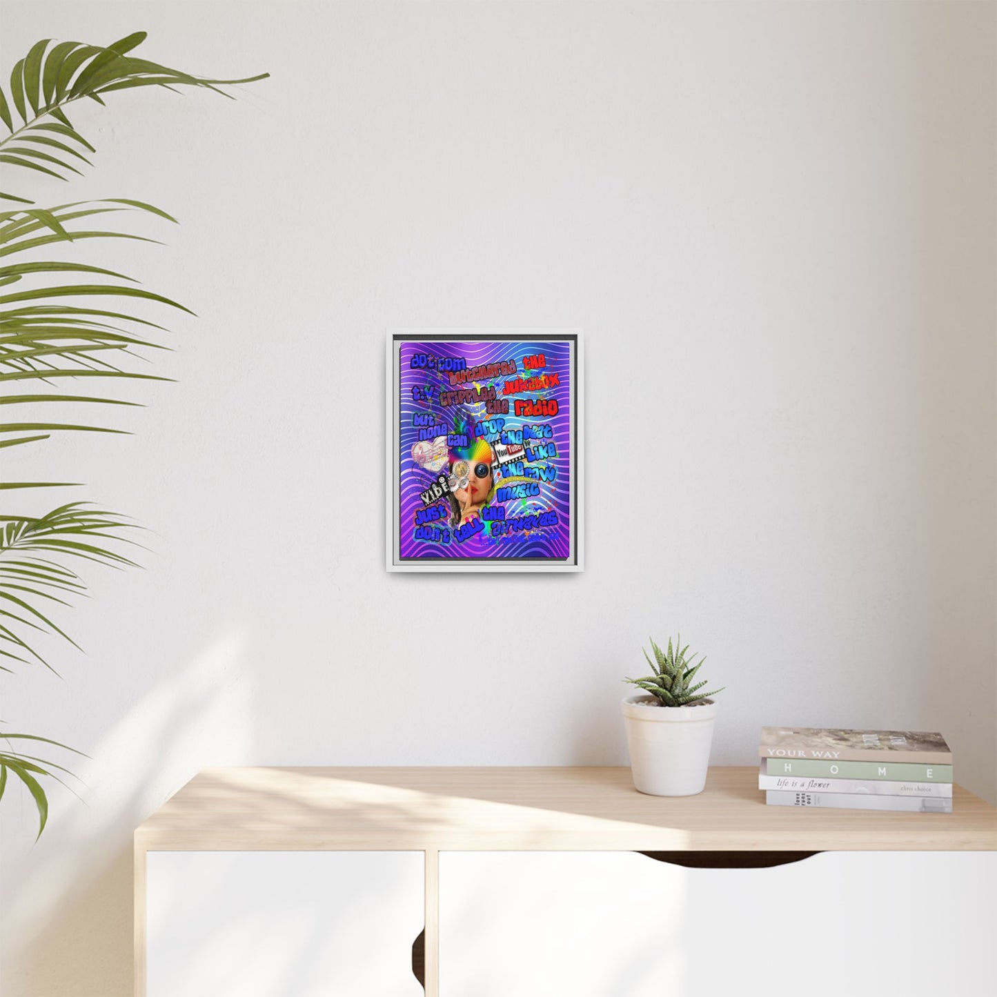 drop the beat - framed canvas art (purple wave)
