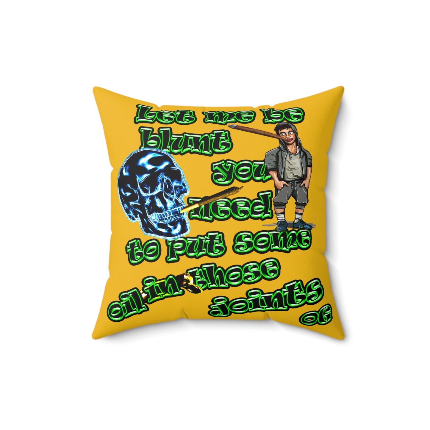 og - Spun Polyester Square Pillow - (yellow)