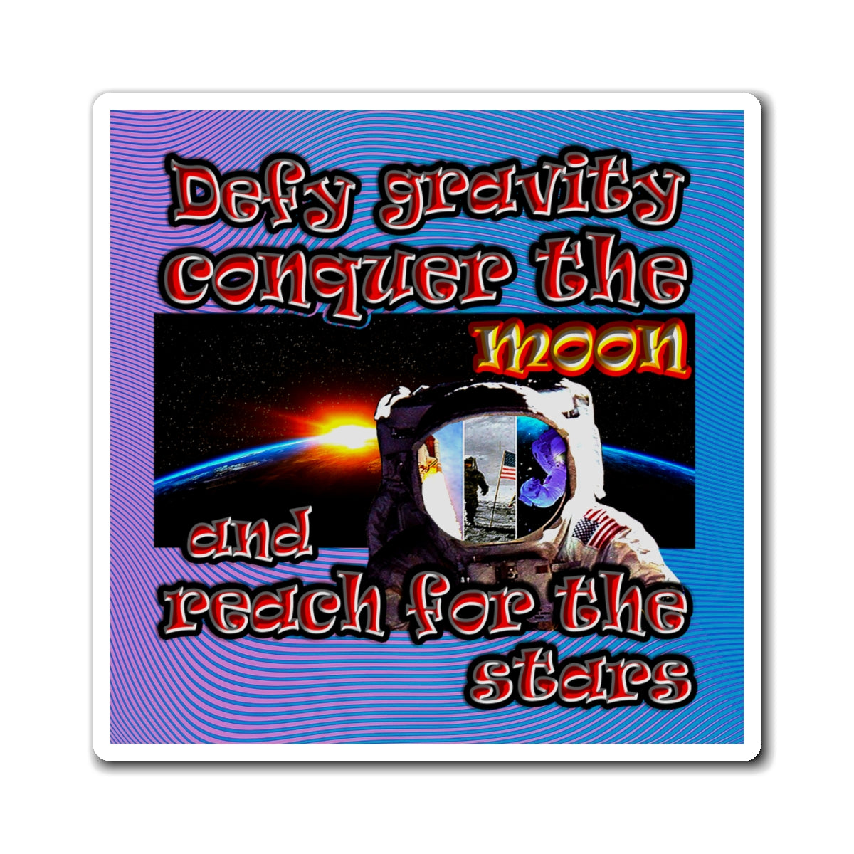 defy conquer reach - Magnets - (light blue-purple wave)