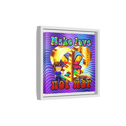 love peace - framed canvas art (purple wave)