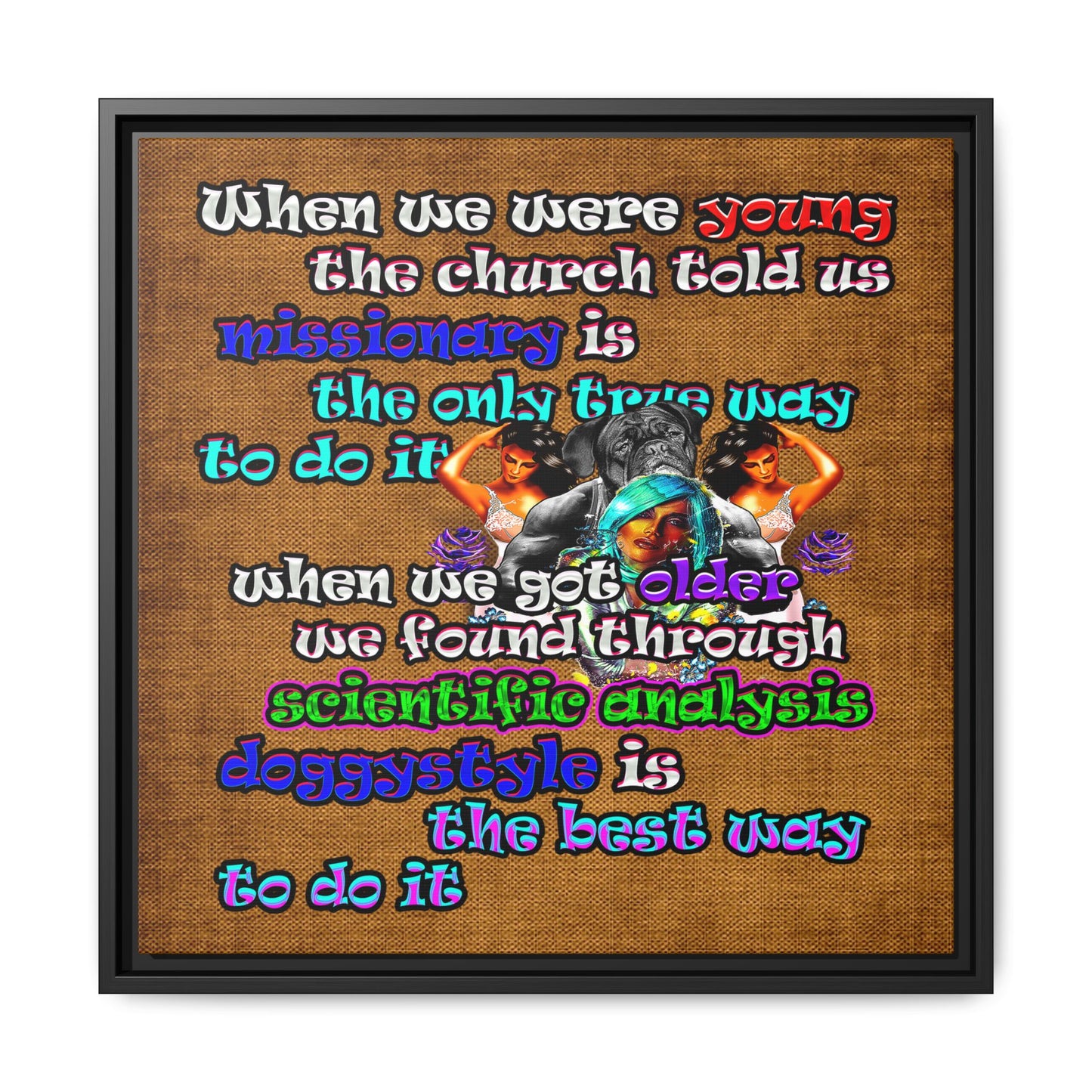 doggystyle - framed canvas art (brown papyrus)
