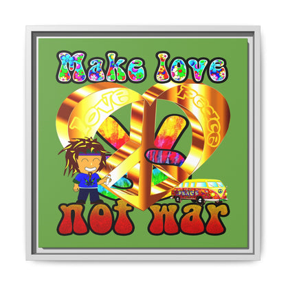 love peace - framed canvas art (green)