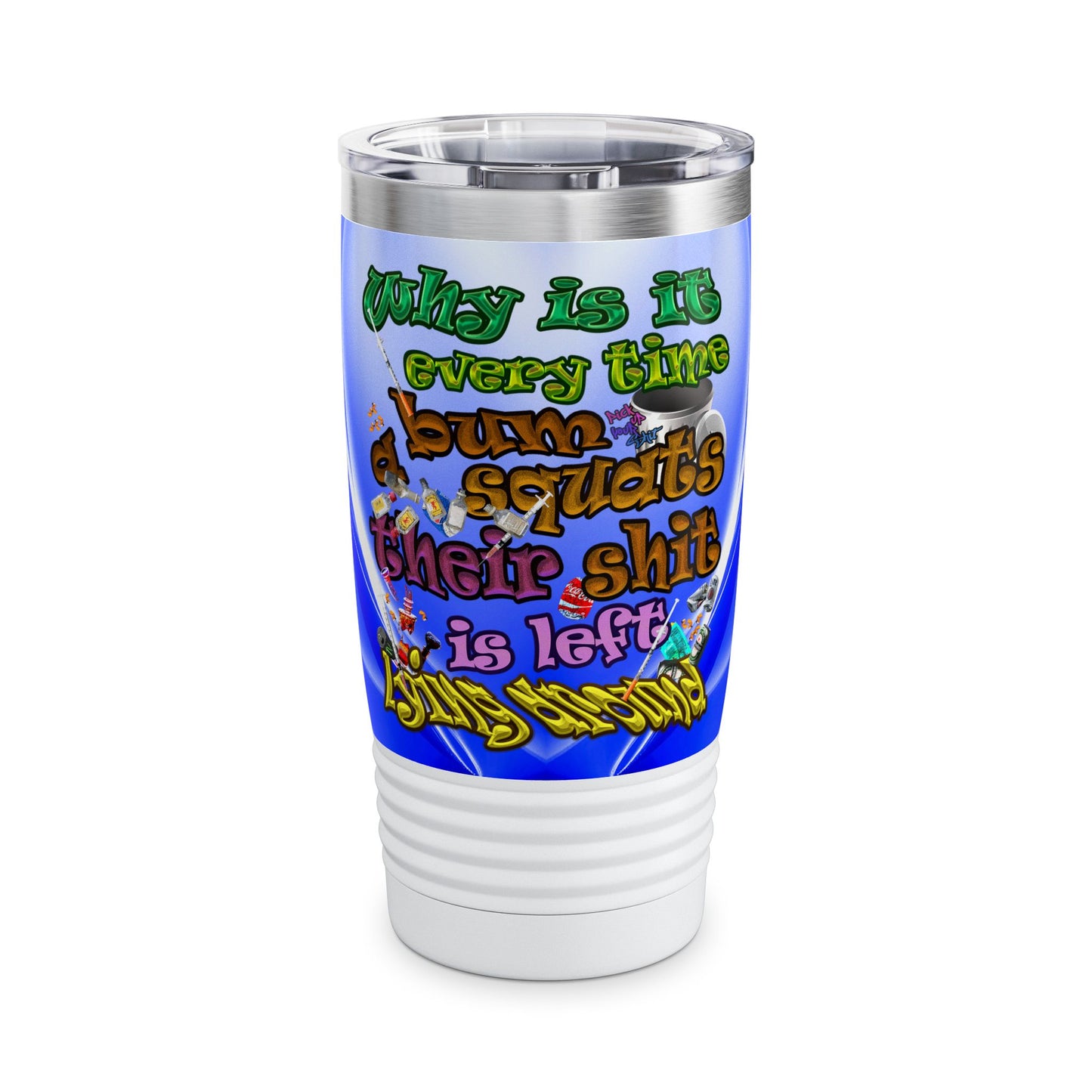 the bum's shit - Ringneck Tumbler, 20oz (blue-white wave)