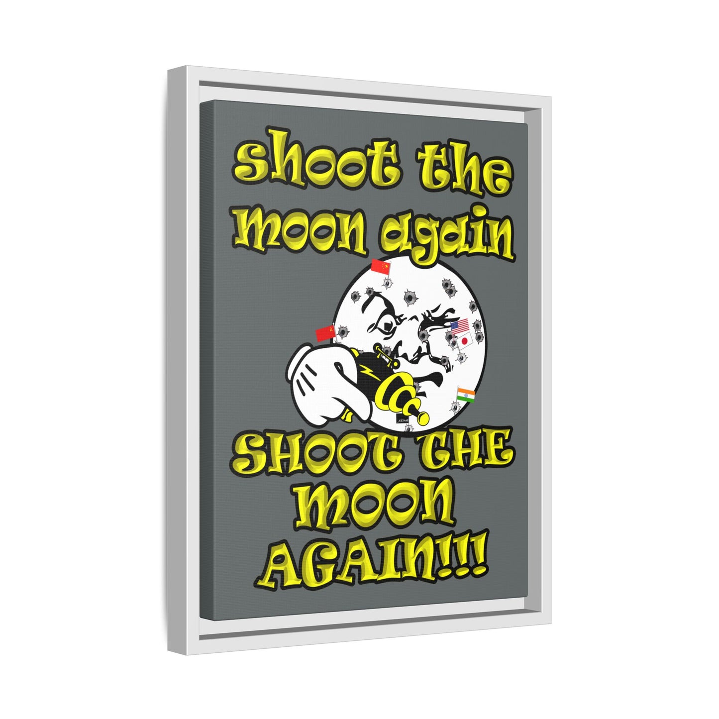 shoot the moon again - framed canvas art (dark grey)