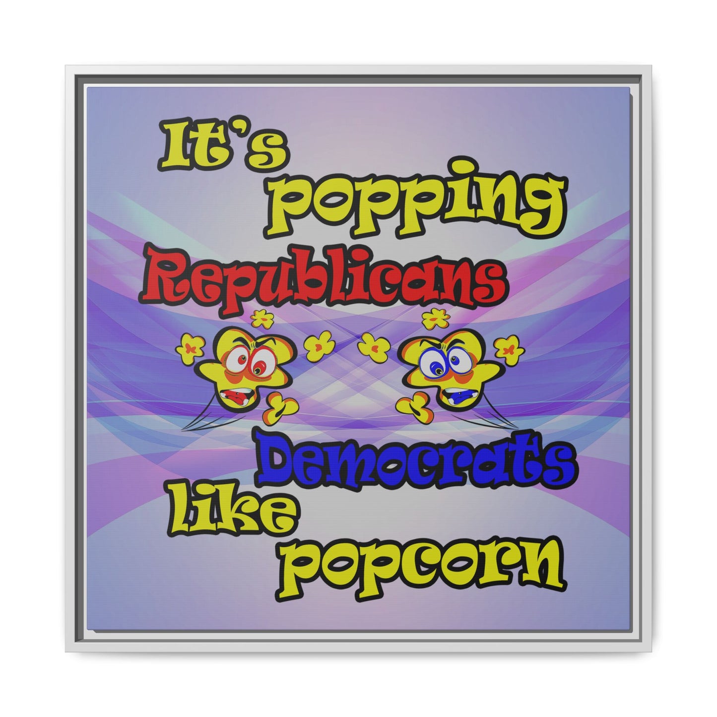popping like popcorn - framed canvas art (light blue-pink wave)