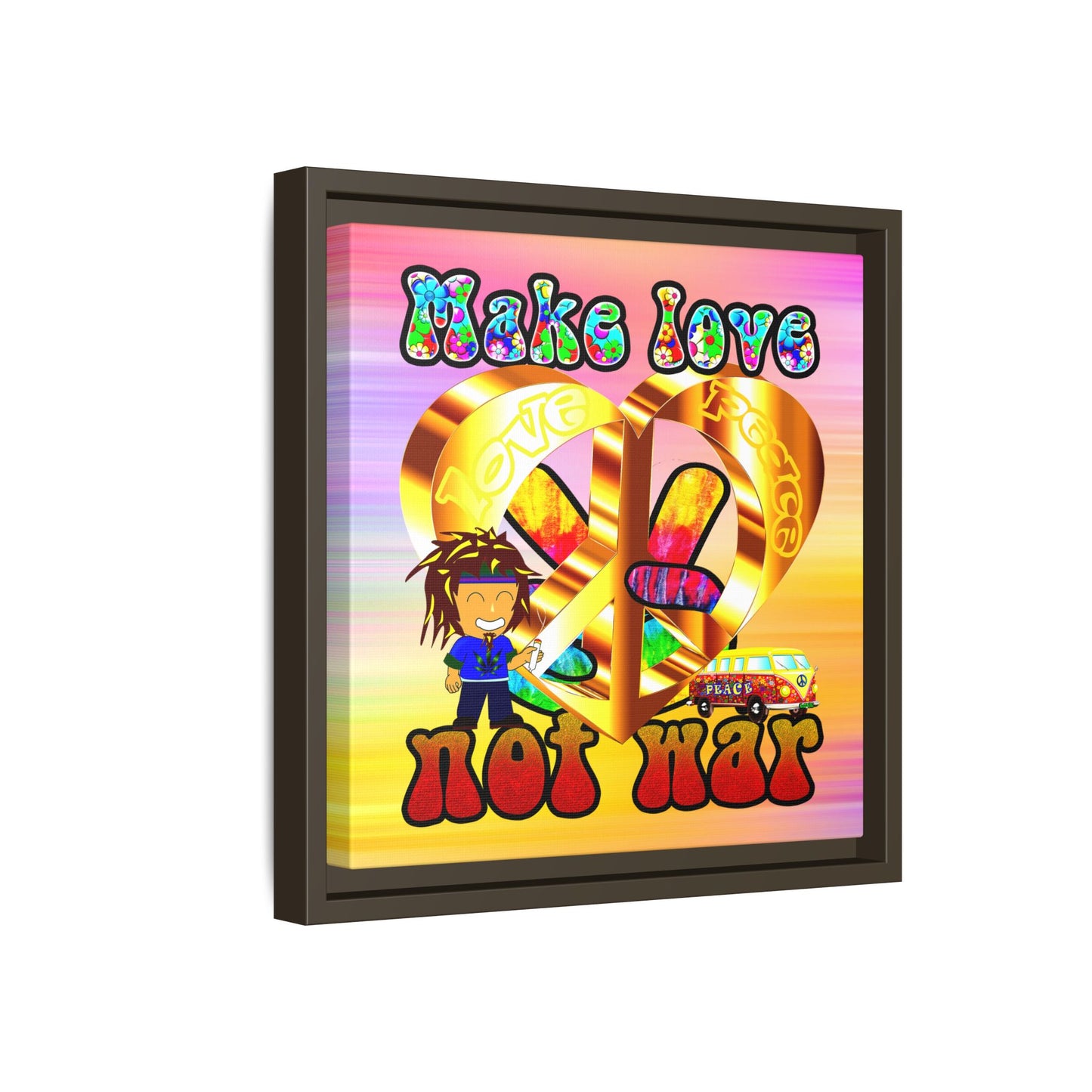 love peace - framed canvas art (color blur)