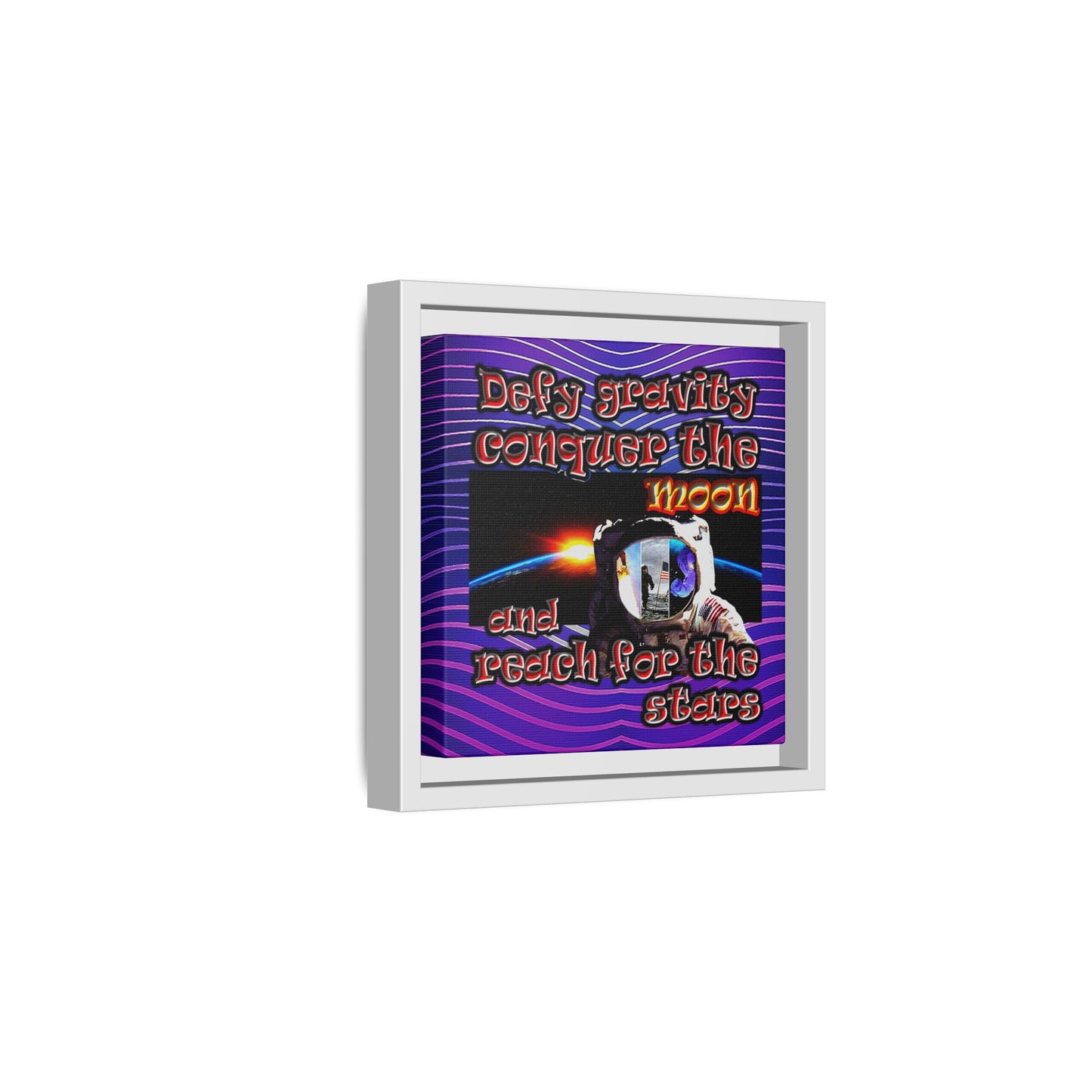 defy conquer reach - framed canvas art (purple wave)