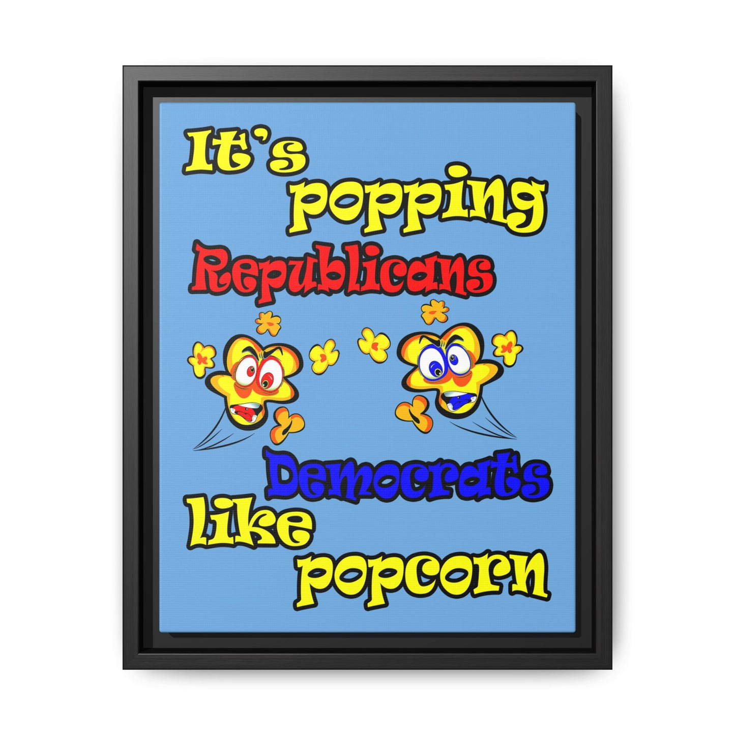 popping like popcorn - framed canvas art (light blue)
