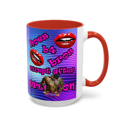 hoes b4 bros - Accent Mug (purple wave)
