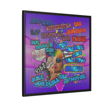drop the beat - framed canvas art (purple-pink wave)