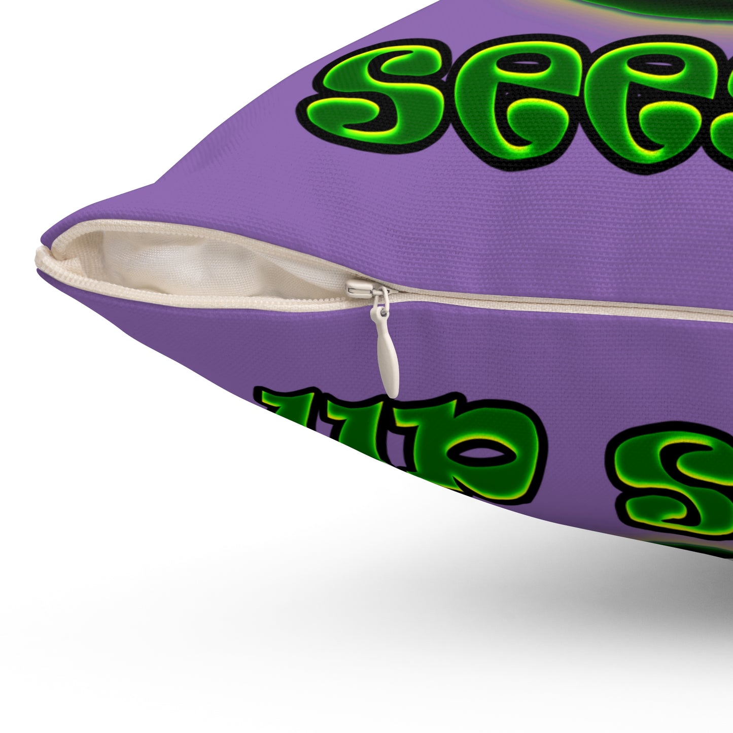 green monster - Spun Polyester Square Pillow - (light purple)