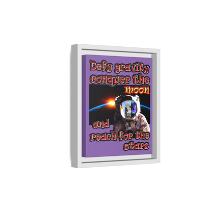 defy conquer reach - framed canvas art (light purple)