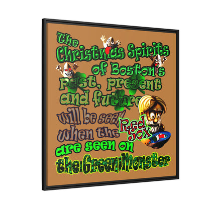 christmas spirits of boston - framed canvas art (light brown)