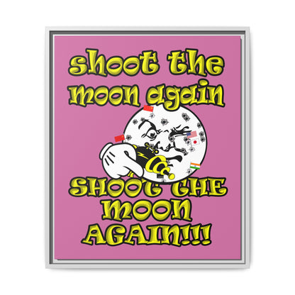 shoot the moon again - framed canvas art (light pink)