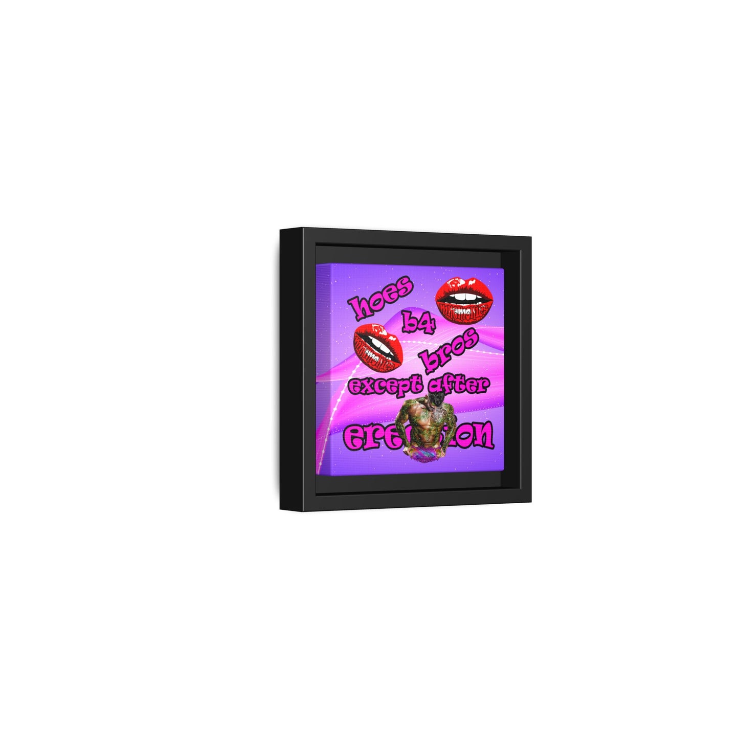 hoes b4 bros - framed canvas art (purple-pink wave)