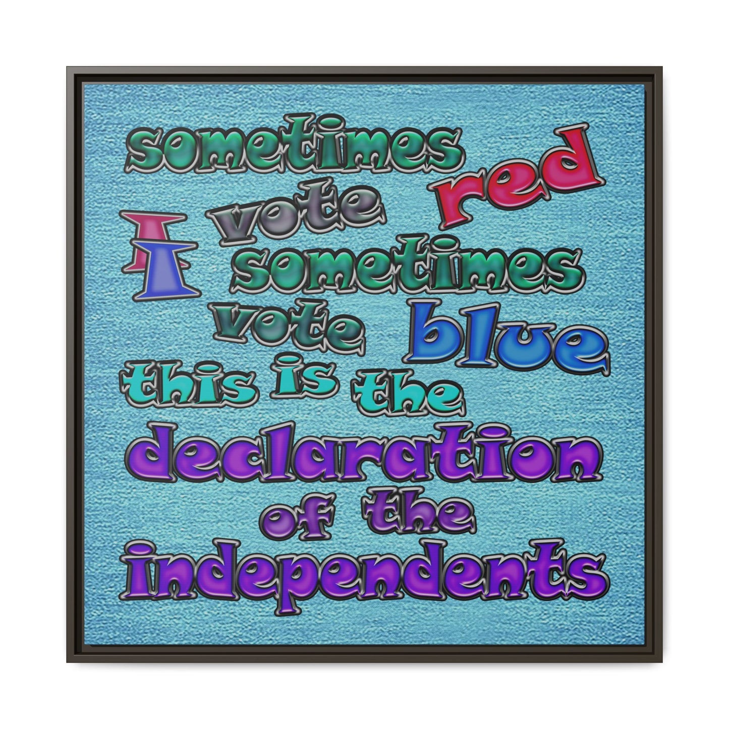 declaration of the independents - framed canvas art (faded blue)
