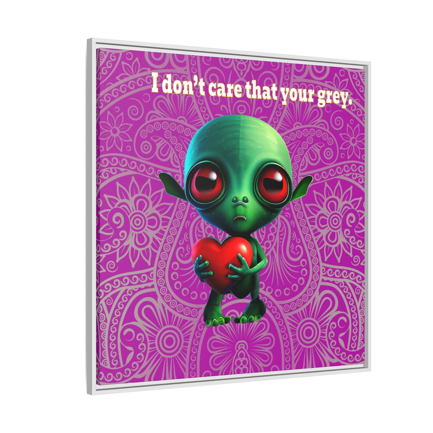 I don't care that your grey - framed canvas art (pink swirl)