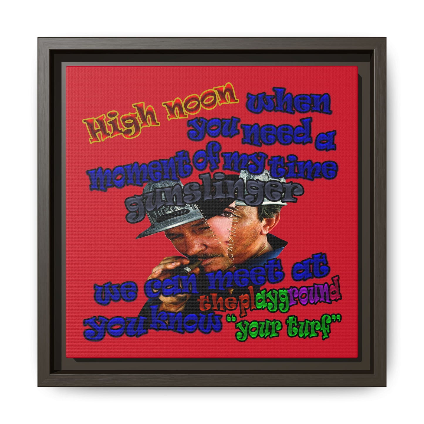 high noon - framed canvas art (dark red)