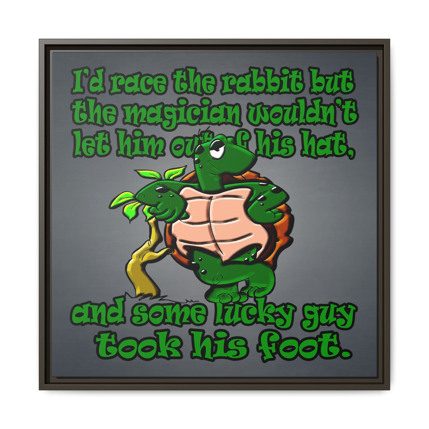 turtle race - framed canvas art (grey-light grey)