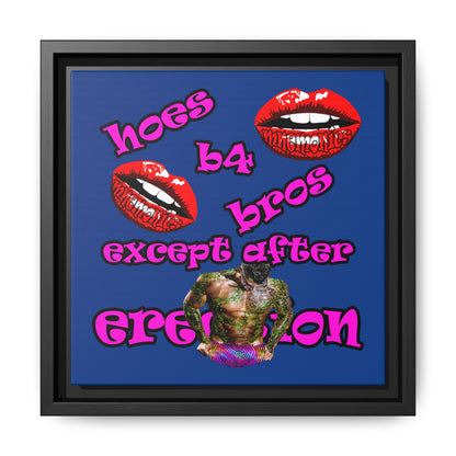 hoes b4 bros - framed canvas art (dark blue)