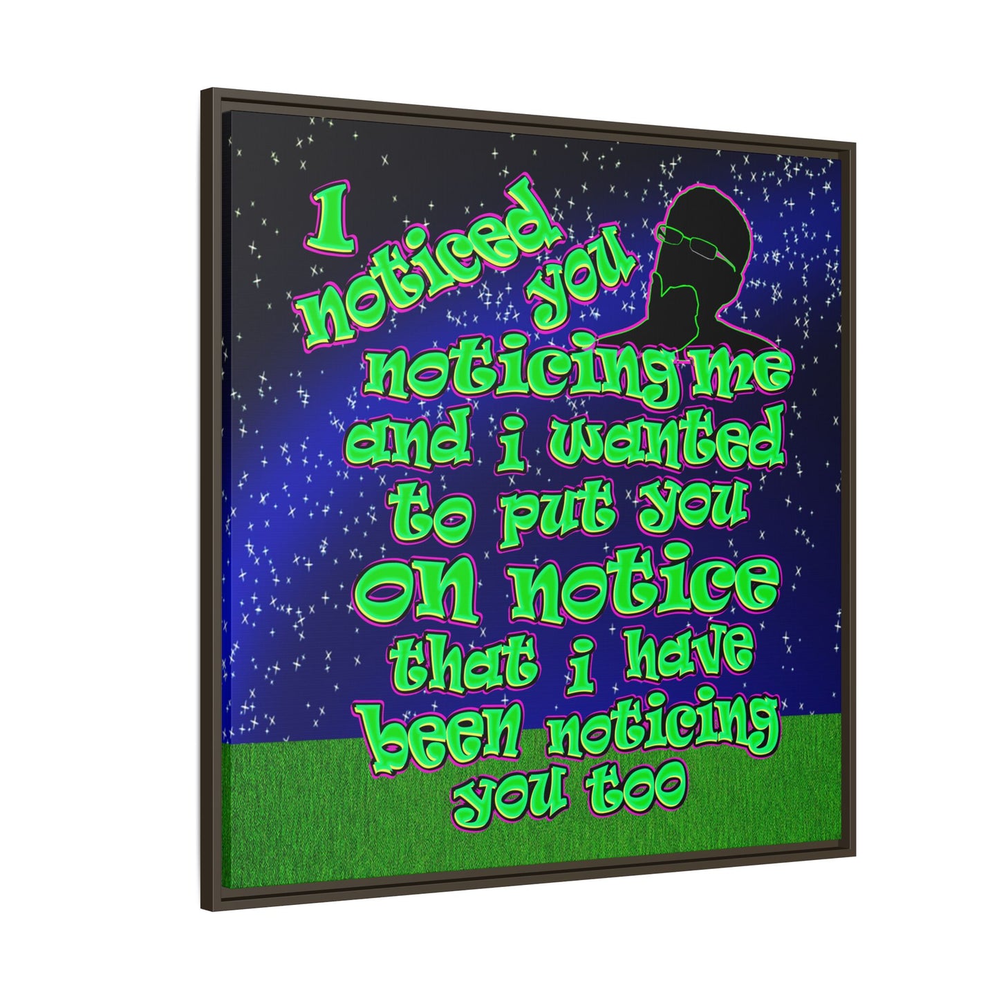 noticed you noticing - framed canvas art ('snoops' background)