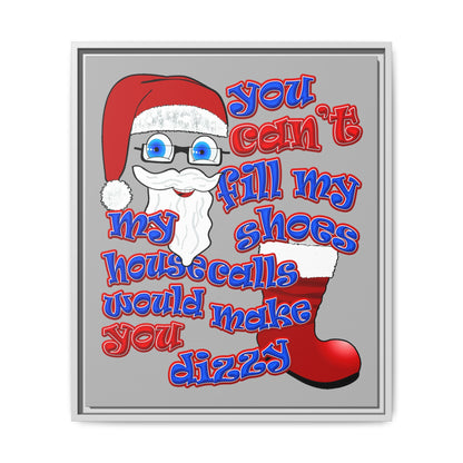 santa's shoes - framed canvas art (light grey)