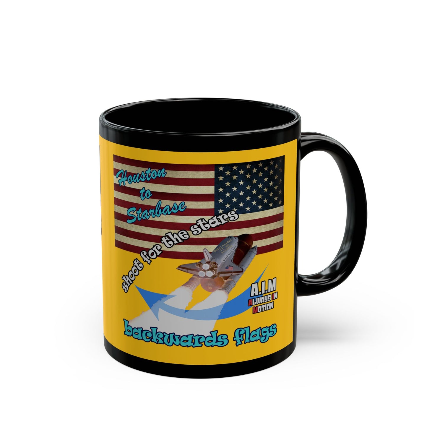 shoot for the stars - Black Mug (yellow)