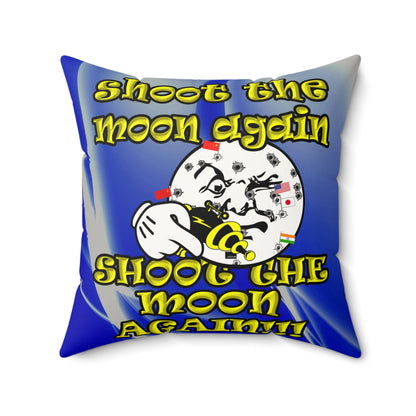 shoot the moon again - Faux Suede Square Pillow - (blue-white wave)