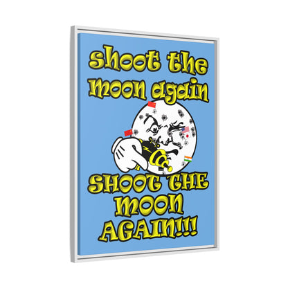 shoot the moon again - framed canvas art (light blue)