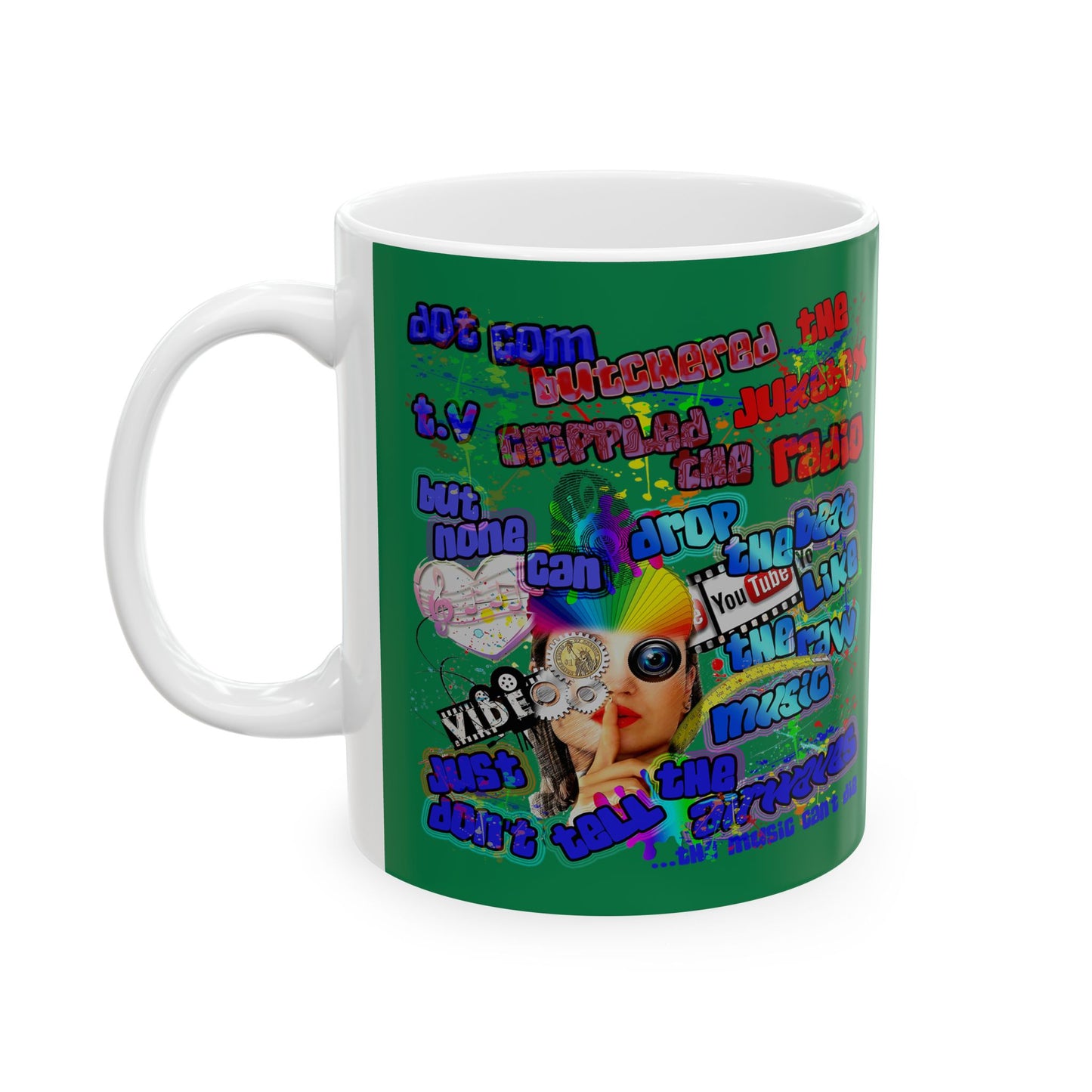 drop the beat - White Mug (dark green)