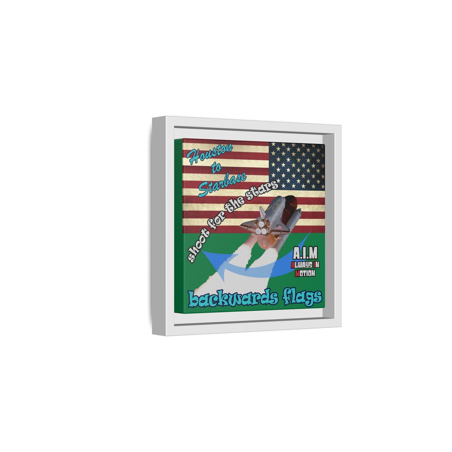 shoot for the stars - framed canvas art (dark green)