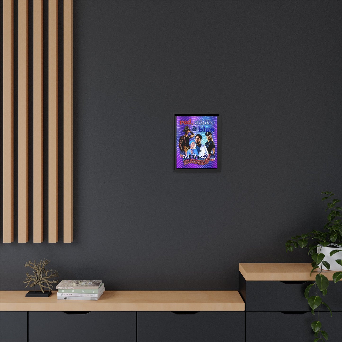 rw&b lives matter - framed canvas art (purple wave)