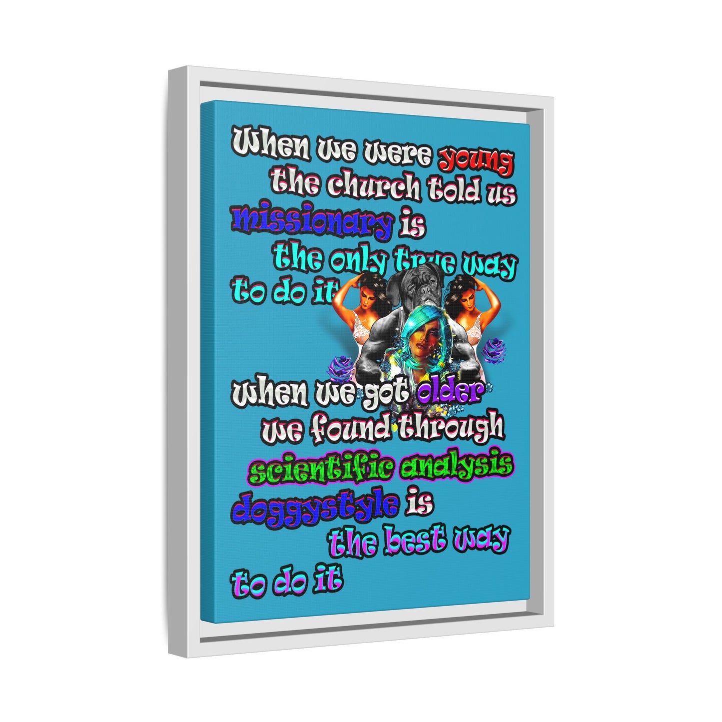 doggystyle - framed canvas art (turquoise)