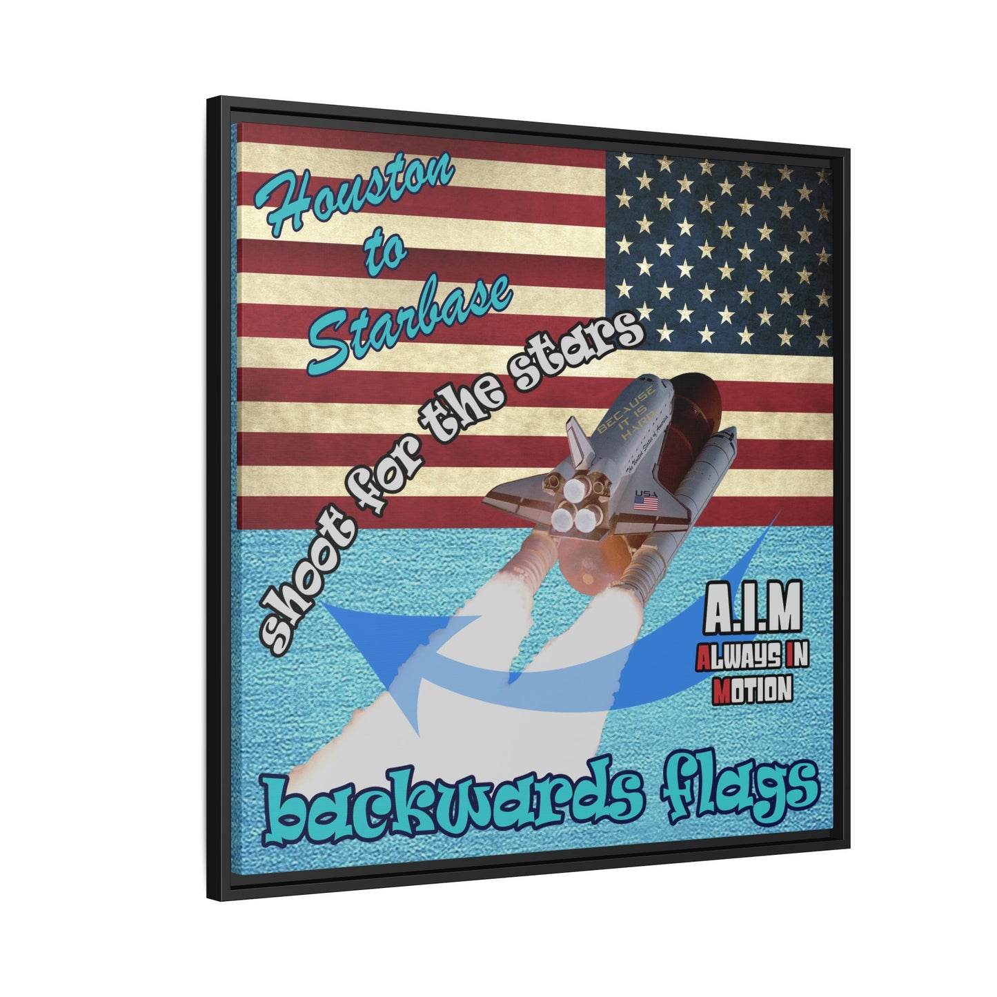 shoot for the stars - framed canvas art (faded blue)