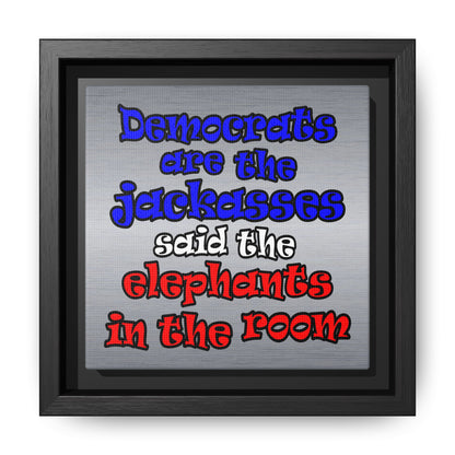 donkeys and elephants - framed canvas art (brushed nickel)