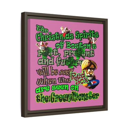 christmas spirits of boston - framed canvas art (light pink)