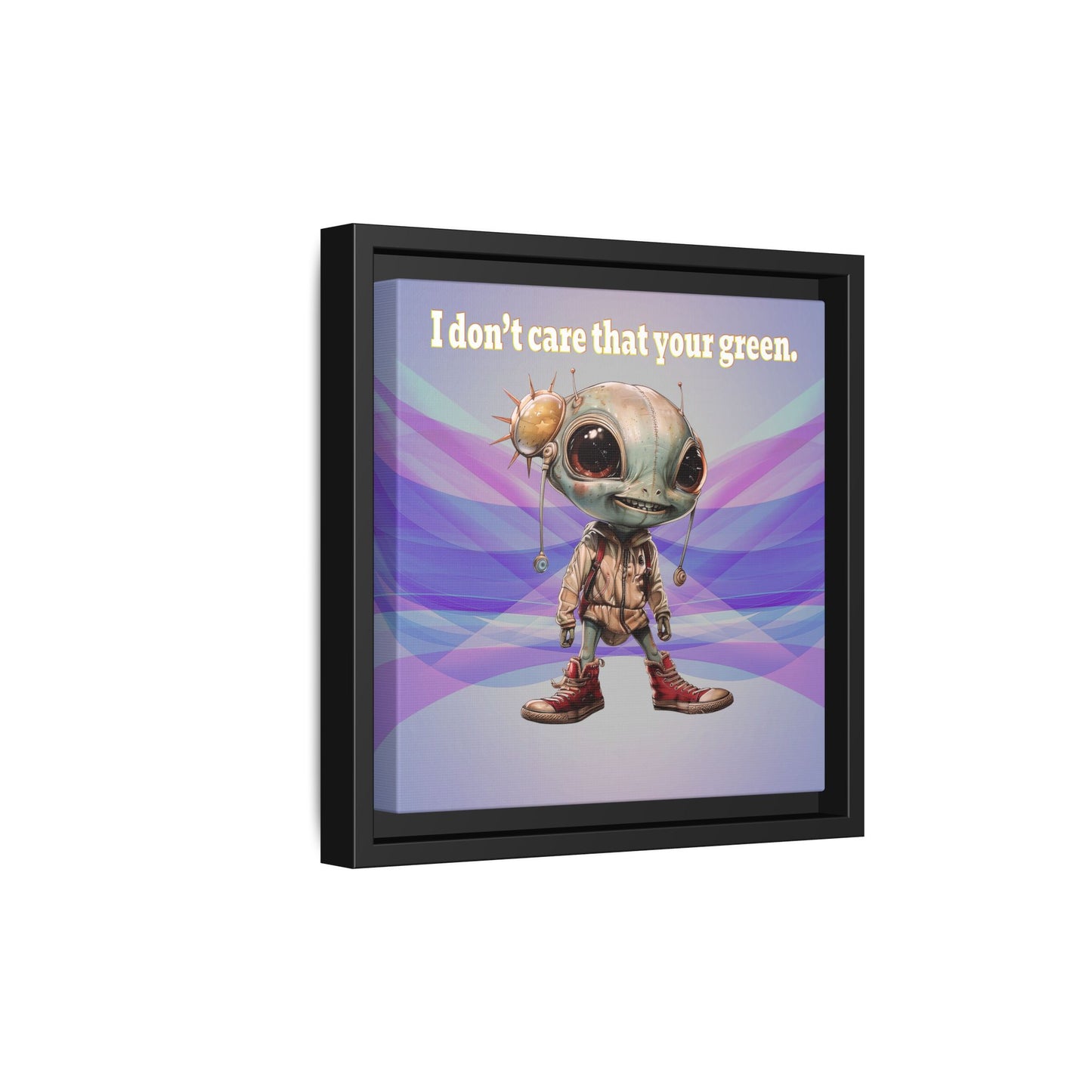I don't care that your green - framed canvas art (light blue-pink wave)