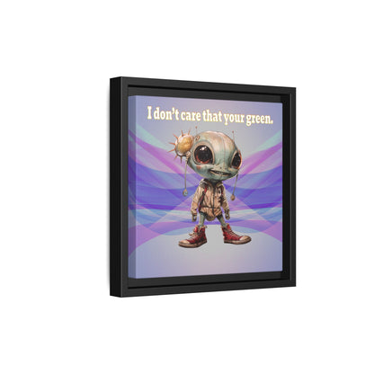 I don't care that your green - framed canvas art (light blue-pink wave)