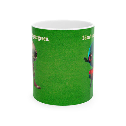 I don't care that your grey - White Mug (green turf)