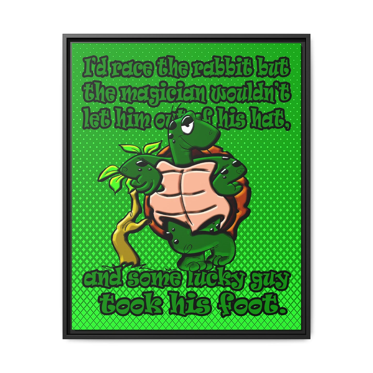 turtle race - framed canvas art (logo green)