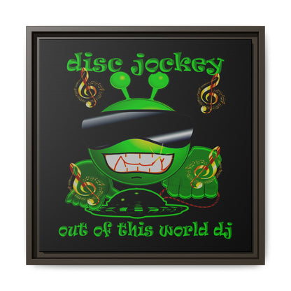 disc jockey - framed canvas art (black)