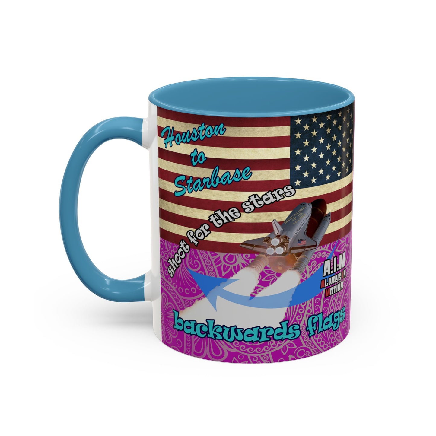 shoot for the stars - Accent Mug (pink swirl)