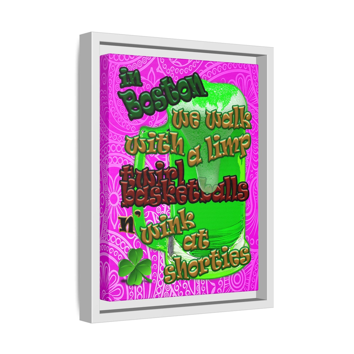 celtics logo - framed canvas art (pink swirl)