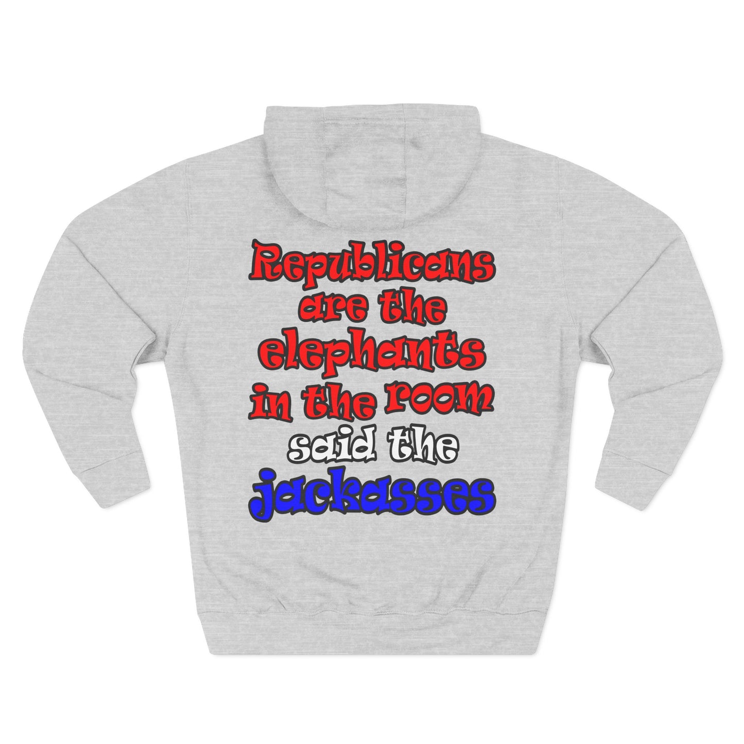 donkeys and elephants - Three-Panel Fleece Hoodie