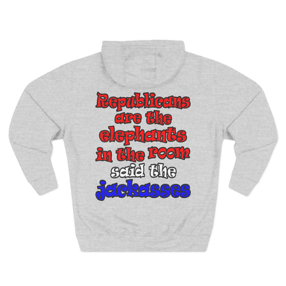 donkeys and elephants - Three-Panel Fleece Hoodie