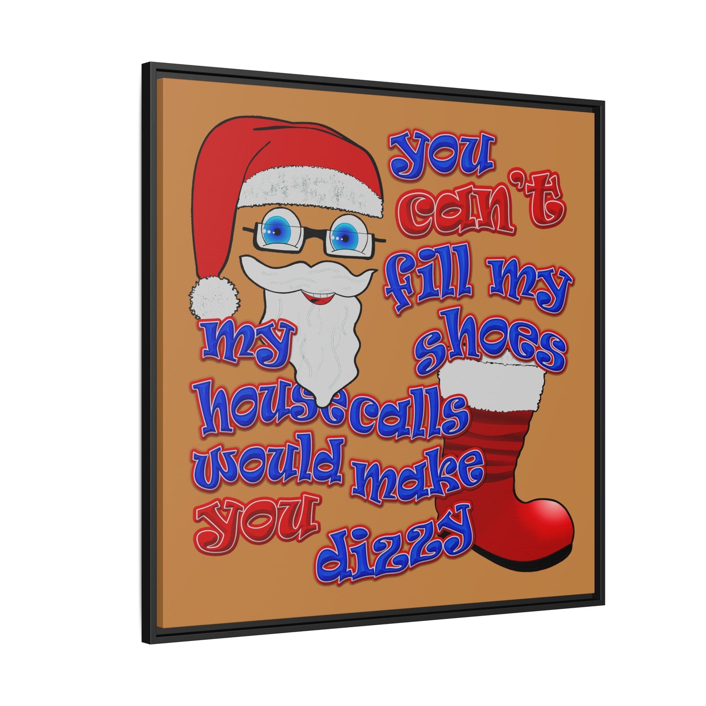 santa's shoes - framed canvas art (light brown)