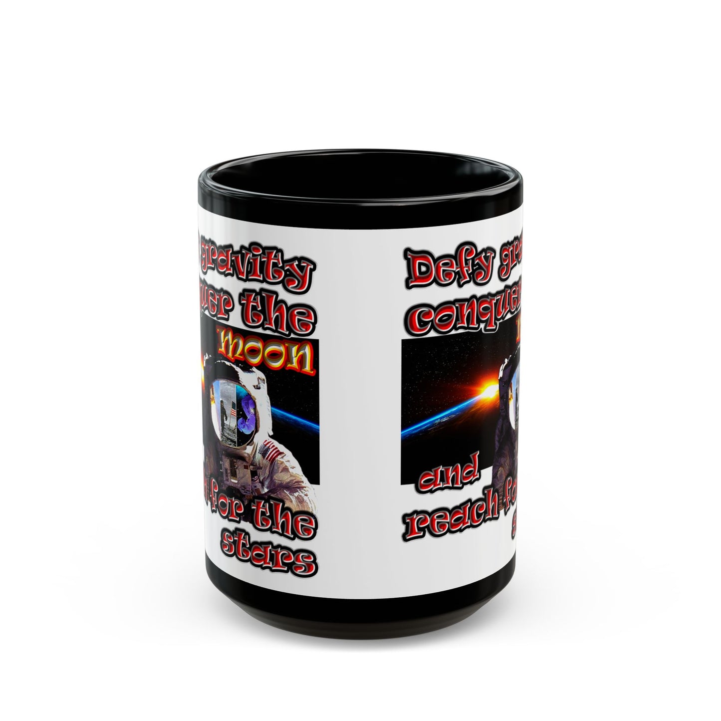defy conquer reach - Black Mug (white)