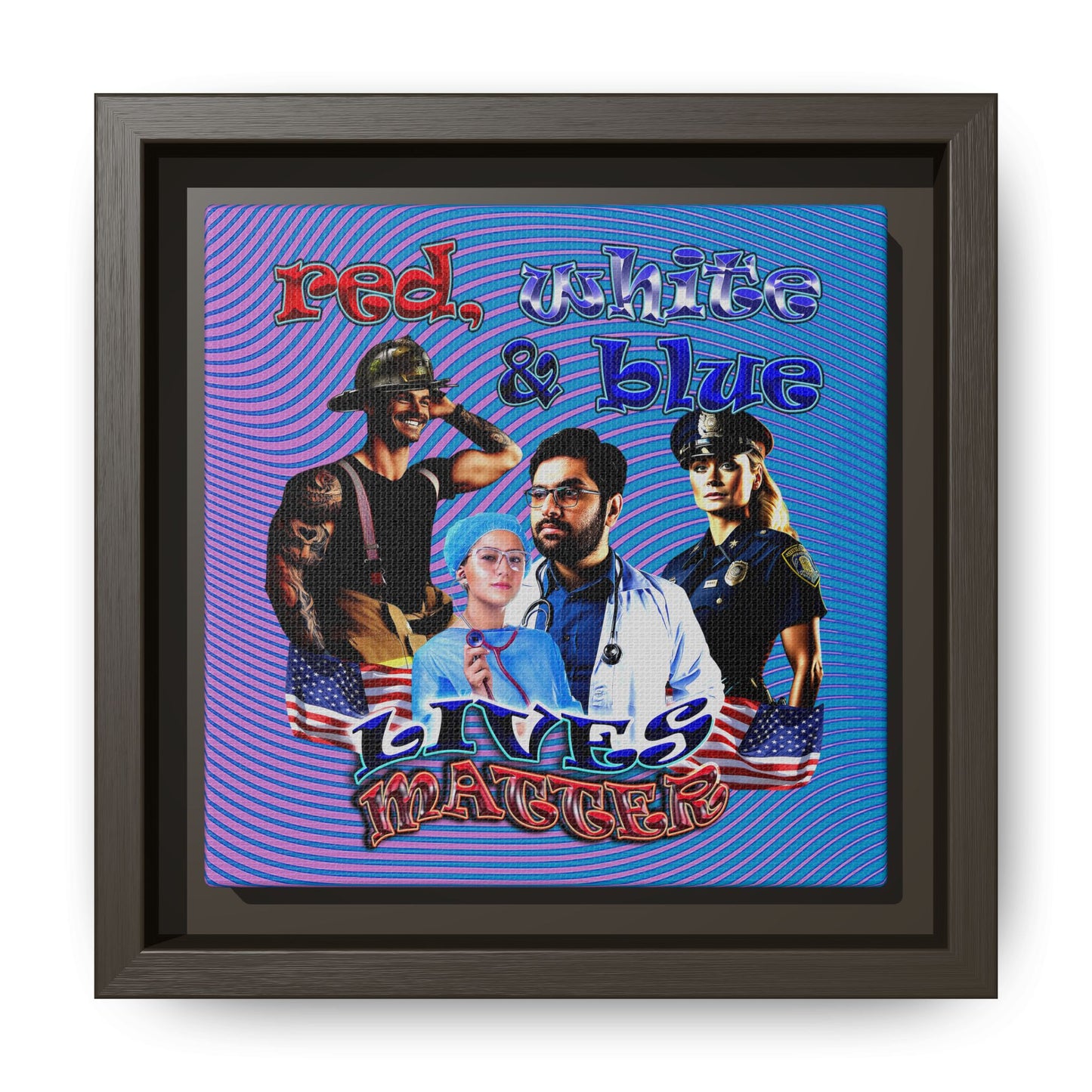 rw&b lives matter - framed canvas art (light blue-purple wave)
